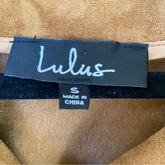 Lulu’s “Suede” With Love faux suede caramel-colored zip Moto jacket Sz Small - Picture 8 of 14